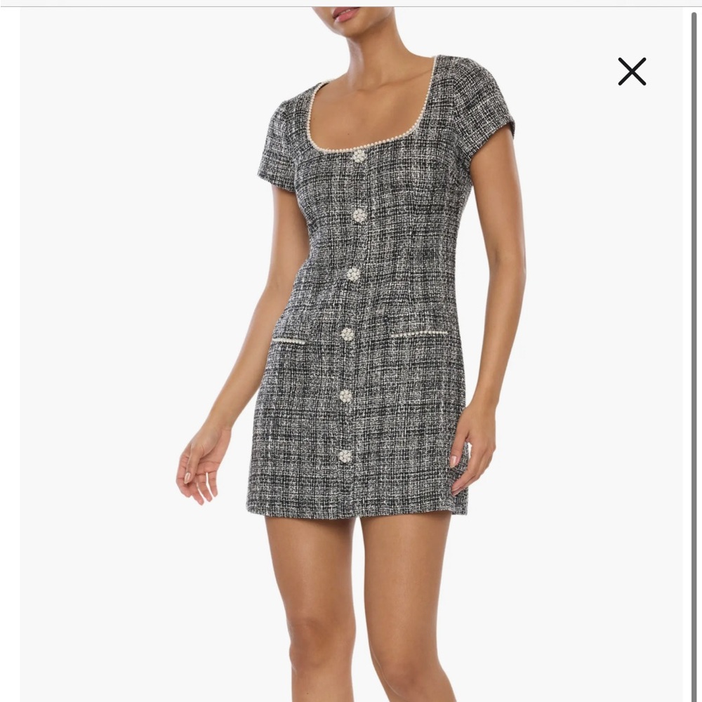 Likely Black and White Buttoned Sheath Mini Dress